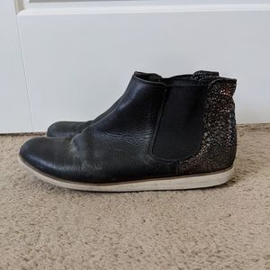 Black leather booties